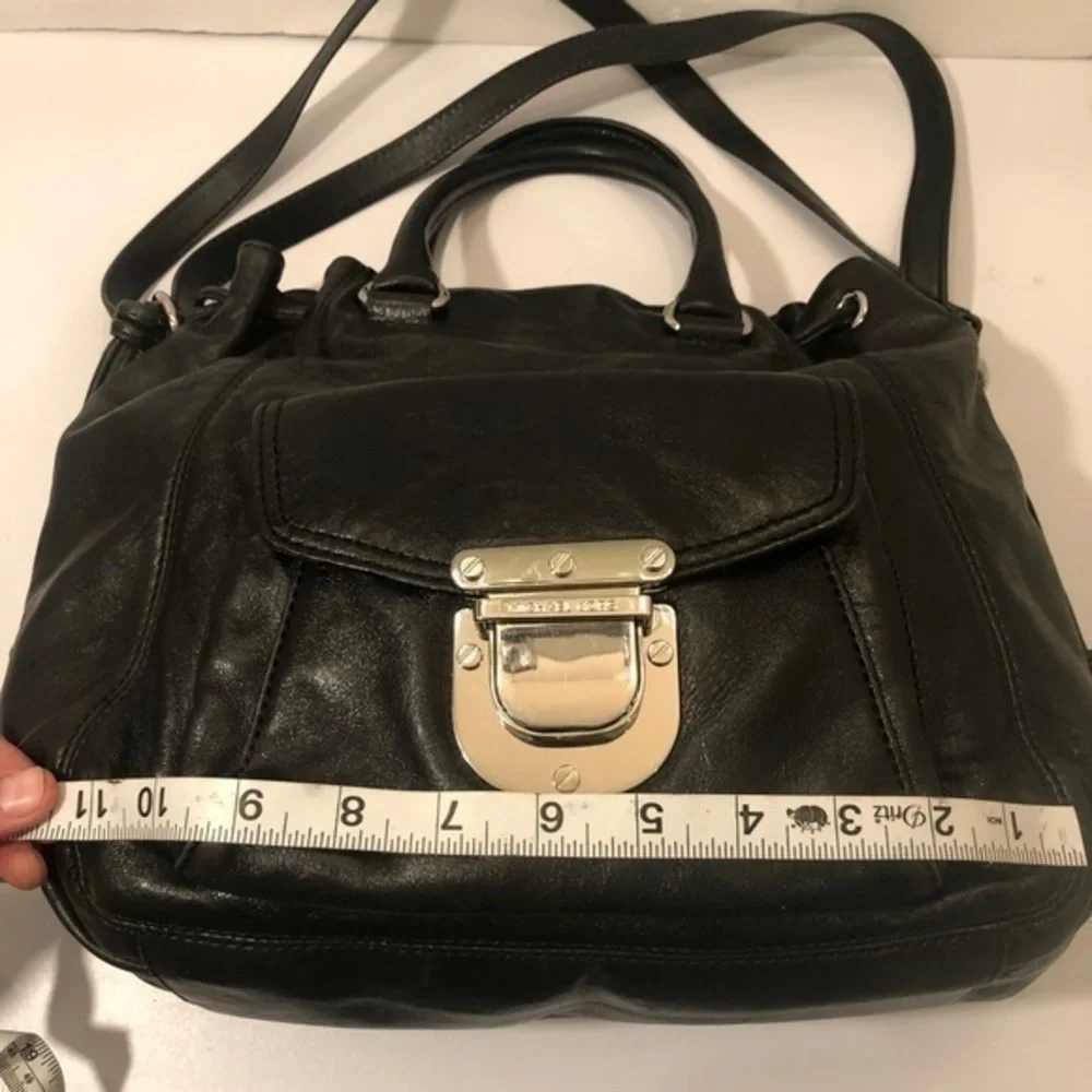Michael kors black leather two way drawstring bag